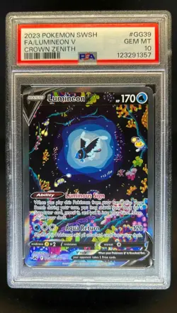 2023 Pokemon SWSH Crown Zenith Lumineon V Galarian Gallery #GG39/GG70 PSA 10 - Image 3