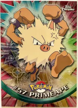 PRIMEAPE #57, Series 1 - 2000, Topps TV Animation Edition Chrome Pokemon Card - Image 1