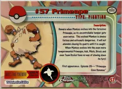 PRIMEAPE #57, Series 1 - 2000, Topps TV Animation Edition Chrome Pokemon Card - Image 5