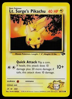 Pokemon Card - Lt. Surge's Pikachu Gym Challenge 84/132 Common - Image 1