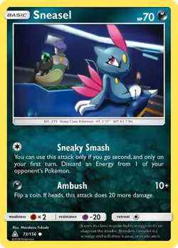 Sneasel 73/156 Sm-Ultra Prism Regular NM-Mint Pokemon Card TCG - Image 1