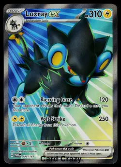 Luxray ex 195/167 SV06: Twilight Masquerade Ultra Rare Pokemon Card NM - Image 1