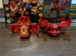 Bakugan B1 Pyrus Fear Ripper 380G & Reaper 330G Red Set W/ Vintage Cards! - Image 2