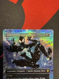 MTG Spider-Man Spectacular Spider-Man 0235 Borderless Textured Foil Black Suit - Image 4