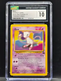 Mew 2000 Pokemon Black Star Promos - 8 Pokemon League CGC 10 Gem Mint - Image 1