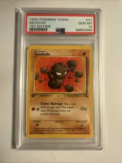 Pokemon TCG Geodude 47/62 1st Edition Fossil PSA 10 GEM MT - Image 1
