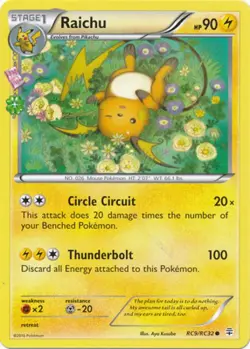 Lightly Played, English Pokemon Regular Raichu - RC9/RC32 - Common XY - Generati - Image 1