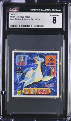 CGC 8 - Lapras- 1997 Pokemon Amada Hyper Sticker Collection Part 2 #334 - Image 1