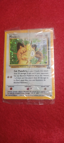 Basic Pokemon Meowth Card 50 HP Cat Punch Attack #52 Promo Holographic - Image 1