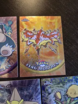 Topps Chrome Pokemon 5 Cards Lot Vintage Holos Snorlax Moltres And Others - Image 3