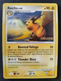 Pokemon Raichu Prerelease Stamp Promo Platinum Arceus Set 27/99 NM/MINT Card - Image 1