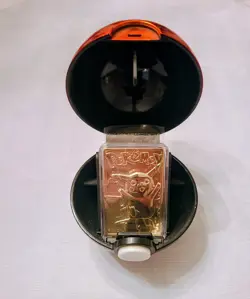 Pokemon PIKACHU 1999 Burger King 23k Gold Plated Card #25 Pokeball NEAR MINT - Image 1