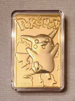 Pokemon PIKACHU 1999 Burger King 23k Gold Plated Card #25 Pokeball NEAR MINT - Image 2
