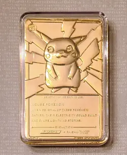 Pokemon PIKACHU 1999 Burger King 23k Gold Plated Card #25 Pokeball NEAR MINT - Image 3