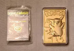 Pokemon PIKACHU 1999 Burger King 23k Gold Plated Card #25 Pokeball NEAR MINT - Image 4