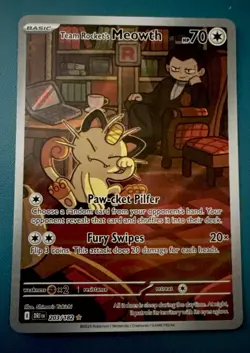 Pokemon TCG Team Rockets Meowth Card 203/182 Destined Rivals Set - Image 1