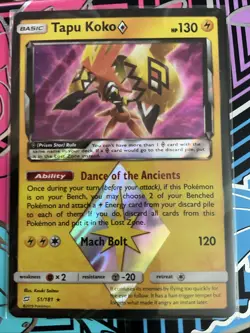 Tapu Koko Prism Star 51/181 Team Up Holo Rare Pokemon Card - Image 1