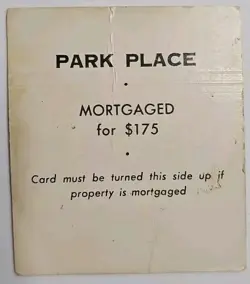 Replacement Park Place Title Deed Dark Blue Card Regular Basic Monopoly - Image 2