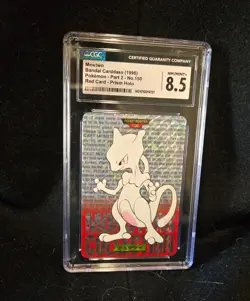 Graded CGC 8.5 Mewtwo Bandai Carddass 1996 Pokemon Pt2- No. 150 Red Card Prism - Image 1