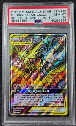 ✨ PSA 10 GEM MINT 2019 Pokemon SM210 Moltres & Zapdos & Articuno GX - Image 1