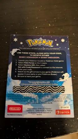 Pokemon Gamestop Scarlet And Violet Shiny Promo Code Koraidon And Miraidon - Image 2