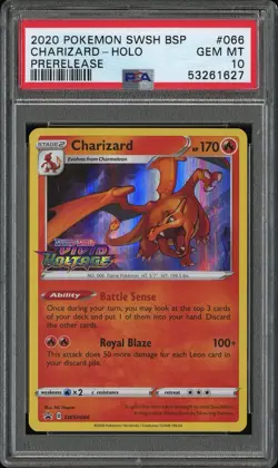 Pokemon TCG Charizard V Sword & Shield Prerelease Promo SWSH066 PSA 10 - Image 1