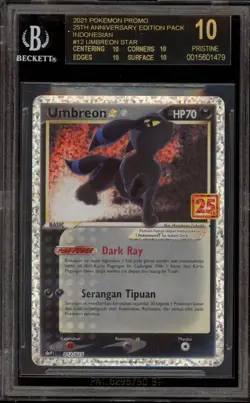 Pokemon Umbreon Gold Star 25th Ann. INDONESIAN Holo #012 BGS 10 BLACK LABEL - Image 1