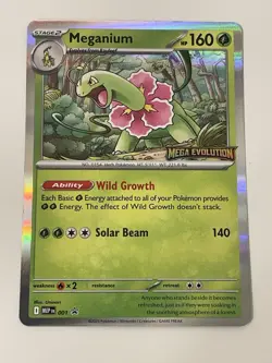 Pokemon Meganium 001 Promo Mega Evolutions Prerelease Stamp 2025 NM - Image 1