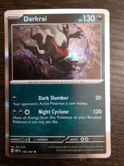 2023 Pokemon TCG Darkrai Holo Rare Card 136/197 Obsidian Flames Series 2 - Image 1