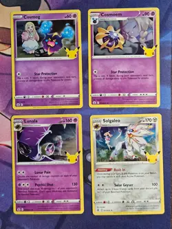 Pokemon Celebrations Cosmog, Cosmoem, Solgaleo, Lunala 4-Card Lot English NM - Image 1