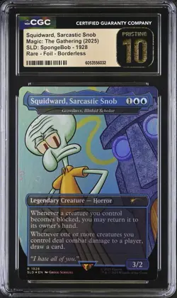 CGC 10 PRISTINE Squidward, Sarcastic Snob MTG Spongebob Secret Lair Rainbow Foil - Image 1