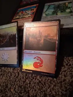 Marvel's Spiderman (SPM) MTG Magic X1 Plains X1 Mountain Basic Lands Foil - Image 2