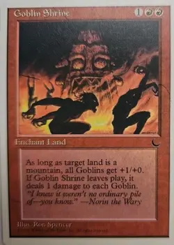 MTG Magic The Gathering Card Goblin Shrine Enchant Land Red The Dark 1995 - Image 1