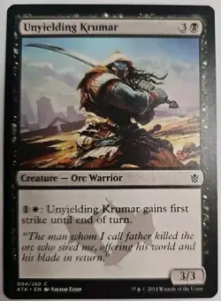 MTG Magic The Gathering Card Unyielding KrumarCreature Orc Warrior Black KTK - Image 1