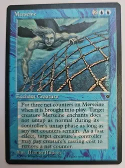 MTG Magic The Gathering Card Merseine Enchant Creature Blue Fallen Empires 1994 - Image 1