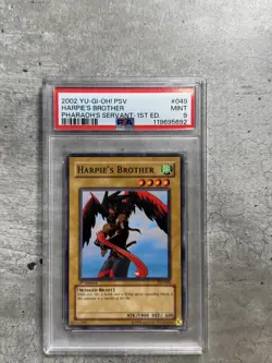 Yugioh Card 1st Ed Harpie's Brother PSA 9 Mint, Pharaoh's Servant PSV-049, 2002 - Image 1