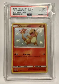 2019 Pokemon Hidden Fates Holo Shiny Charmander Card SV6 GEM MINT PSA 10 - Image 1