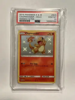 2019 Pokemon Hidden Fates Holo Shiny Charmander Card SV6 GEM MINT PSA 10 - Image 2