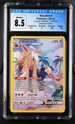 Stoutland Secret Rare 248/236 CGC 8.5 Blue Label - Cosmic Eclipse Pokemon Card - Image 1