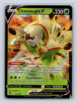 Chesnaught V 015/195 Holo SWSH12: Silver Tempest NM Pokemon TCG Card - Image 1