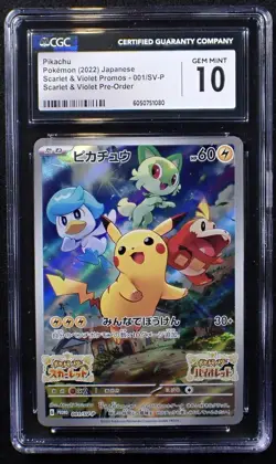 CGC 10 GEM MINT Pikachu 001/SV-P Promo Pokemon Card Scarlet & Violet - Image 1