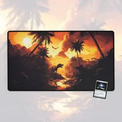 Prehistoric Dino's, Magic The Gathering Playmat, MTG, TCG Large Mousepad, - Image 1