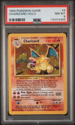 PSA 8 Charizard-Holo 1999 Pokemon Game #4 - Image 1
