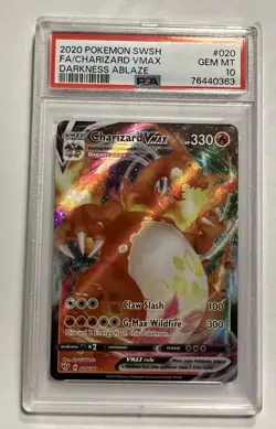 2020 POKEMON SWORD & SHIELD DARKNESS ABLAZE #20 FULL ART CHARIZARD VMAX PSA 10 - Image 1