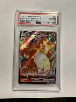 2020 POKEMON SWORD & SHIELD DARKNESS ABLAZE #20 FULL ART CHARIZARD VMAX PSA 10 - Image 2