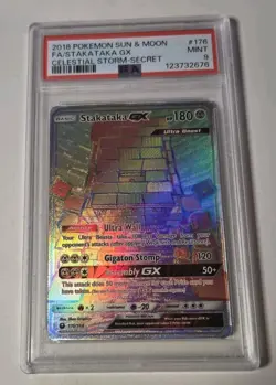 2018 Pokemon Sun & Moon Stakataka GX Full Art Secret Celestial Storm PSA 9 - Image 1