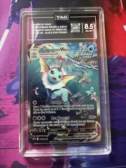 Pokemon 2021 SWSH182 Black Star Promo #182 Full Art Vaporeon VMAX Tag 8.5 - Image 1