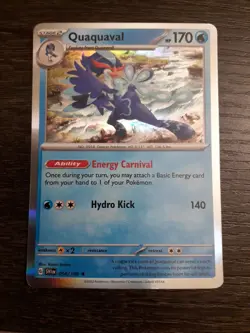 Pokemon TCG Quaquaval Scarlet & Violet Base Set Holo Card 054/198 Rare - Image 1