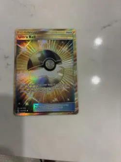 Pokemon TCG Ultra Ball Gold Secret Rare Holo Card 161/149 Sun and Moon Set - Image 1