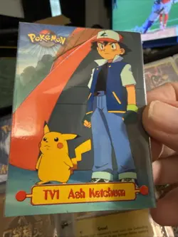 Topps Series 1 1999 TV Animation Ed ASH KETCHUM TV1 Pokemon Character Card H38 - Image 1